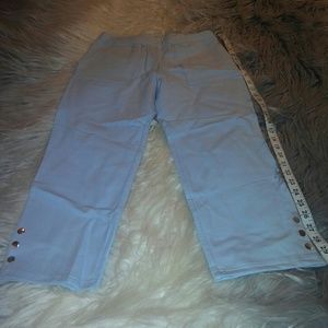New Baby Blue Casual Crop Pants